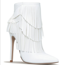 2020 Custom Women Tassel Boots  Winter Genuine White  Leather Ankle Luxury Winter Boots Women Heels  for Ladies